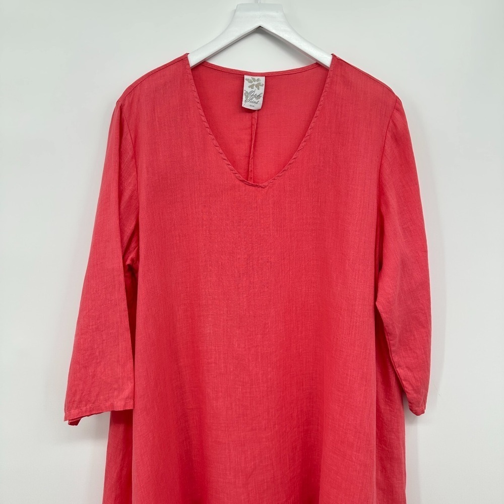 Match Point Tunic Shirt Dress Size XL 100% Linen Lagenlook Coastal Beachy Boho - Picture 3 of 11